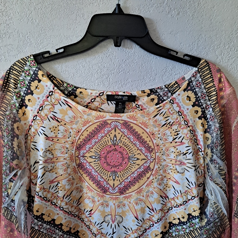 Style&Co. Peach bell sleeve Blouse - Picture 2 of 7